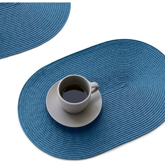 Oval Braided Placemats Set of 4 Table Mats for Dining Tables Washable Place Mats - Picture 1 of 3